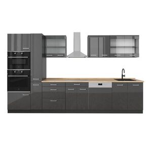Vicco KUCHYŇSKÝ KOUT R-Line Antracit vysoký lesk/antracit 350 cm bez pracovní desky obraz