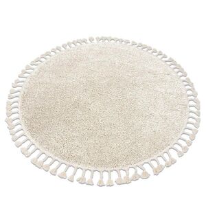 rugsX KULATÝ koberec BERBER 9000, krémový - střapce, Berber, Maroko, Shaggy 160 cm obraz
