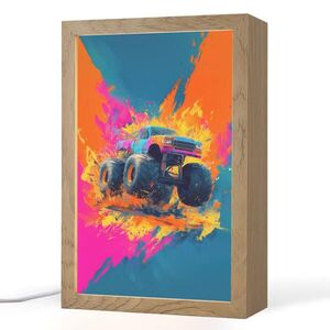 OnlyWow NOČNÍ LAMPIČKA Monster truck - Abstraktní - Stříkající barva - Barevné 20x30 cm obraz