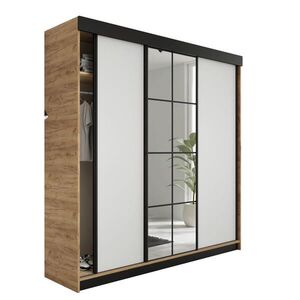 Kier Furniture POSUVNÁ ŠATNÍ SKŘÍŇ LAMARO - 250x205x59cm - Dub Craft & Bílá obraz