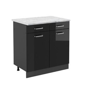 Vicco SPODNÍ SKŘÍŇKA KUCHYŇSKÉ LINKY R-Line Černý vysoký lesk 80 cm PD Mramor obraz