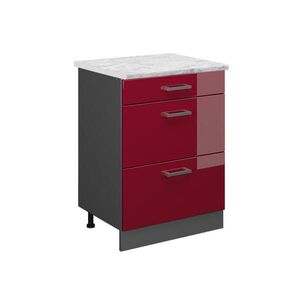 Vicco SPODNÍ SKŘÍŇKA KUCHYŇSKÉ LINKY R-Line Červená vysoký lesk 60 cm PD Mramor obraz
