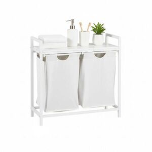 Relaxdays PRÁDELNÍK Bílý 2-komorový s policí kov 72 cm obraz