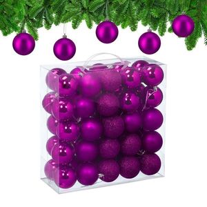 Relaxdays VÁNOČNÍ KOULE Růžová 50-dílná sada plast 7x6 cm obraz