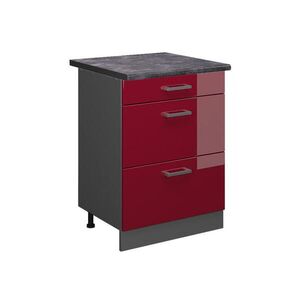 Vicco SPODNÍ SKŘÍŇKA KUCHYŇSKÉ LINKY R-Line Červená vysoký lesk 60 cm se zásuvkami, PD Antracit obraz