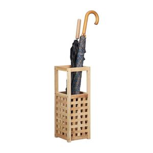 Relaxdays STOJAN na deštníky ořech dřevo mřížkový design 50x18x18 cm obraz