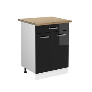 Vicco SPODNÍ SKŘÍŇKA KUCHYŇSKÉ LINKY R-Line Černý vysoký lesk 60 cm se zásuvkou, PD Dub obraz
