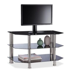 Relaxdays TV-STOLEK Černý tvrzené sklo 3 úrovně 80x45 cm obraz