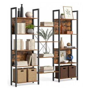 Relaxdays KNIHOVNA vintage hnědá 14 polic MDF 166 cm obraz