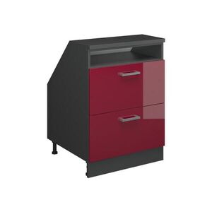 Vicco ŠIKMÁ SKŘÍŇ Rion Červená vysoký lesk 60 x 81.6 cm se 2 zásuvkami, korpus skříně hloubka 60 cm obraz