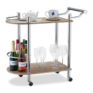 Relaxdays SERVÍROVACÍ VOZÍK Hnědý dub Sonoma 2 patra na kolečkách 76x82x39 cm obraz