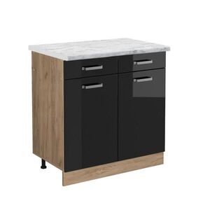 Vicco SPODNÍ SKŘÍŇKA KUCHYŇSKÉ LINKY R-Line Černý vysoký lesk 80 cm PD Mramor obraz