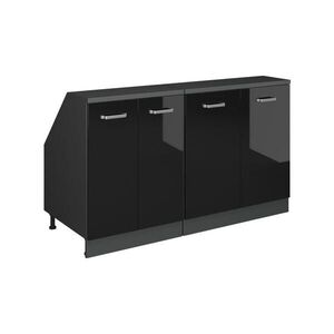 Vicco SADA SKŘÍNÍ PRO ŠIKMOU STŘECHU Rion Černý vysoký lesk 140 cm Sada 2 korpusů skříně hloubka 60 cm obraz
