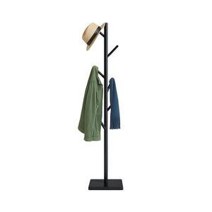 Relaxdays VĚŠÁK Černý dřevěný 8 háčků obraz