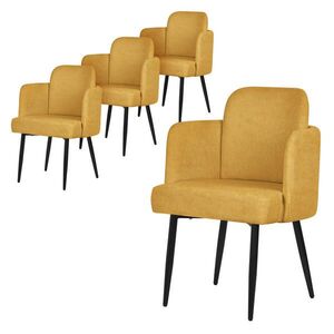 ML-DESIGN JÍDELNÍ ŽIDLE, sada 4 ks, hořčičná barva, s látkovým potahem v ratanovém vzhledu obraz