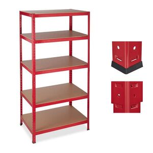 Relaxdays REGÁL Červený kov 5 polic 180 cm obraz