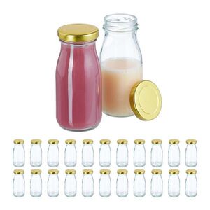 Relaxdays LAHVIČKY Transparentní Zlaté 24ks-Set 150 ml sklo se šroubovacím víčkem obraz