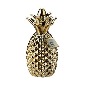 Relaxdays POKLADNIČKA Zlatá ananas keramika 24x10, 5 cm obraz