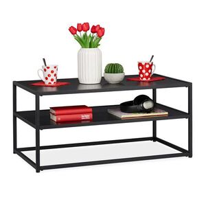 Relaxdays KONFERENČNÍ STOLEK Černý s policí MDF kov 90x50 cm obraz