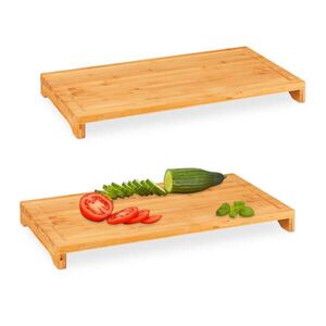Relaxdays PRKÉNKO přírodní bambus 2dílná-sada drážka na šťávu protiskluzové 52x29 cm obraz