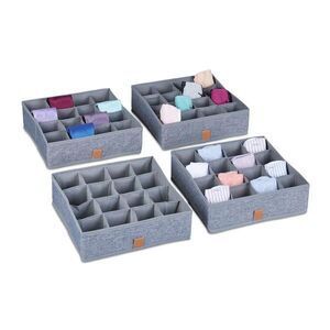 Relaxdays ORGANIZÉR Šedý 4dílný-set 16 přihrádek 29x29x9 cm obraz
