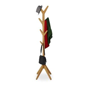 Relaxdays VĚŠÁK přírodní bambus stromový design 8 háčků 182 cm obraz