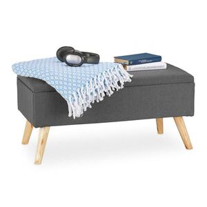 Relaxdays LAVICE Šedá čalouněná s úložným prostorem 79, 5 cm obraz