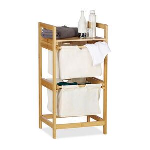 Relaxdays KOŠ NA PRÁDLO Přírodní Bílá Bambus 2 zásuvky 73 x 37 x 33 cm obraz