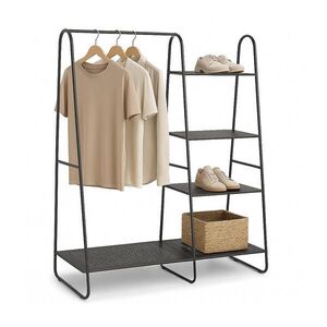 Relaxdays STOJAN černý kovový 5 polic 150 cm obraz