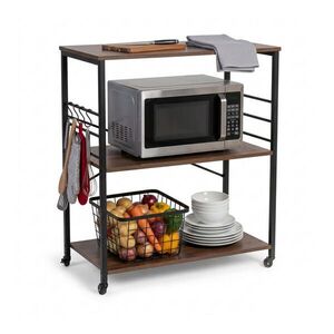 Relaxdays VOZÍK Černý kuchyňský industriální 3-patra 80 cm obraz