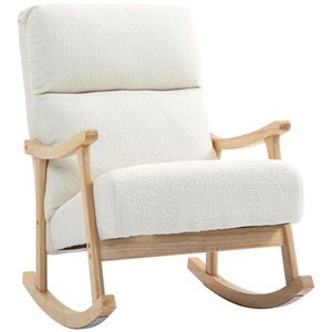 HOMCOM HOUPACÍ křeslo, ergonomické houpací křeslo, křeslo s područkami, houpací křeslo krémově bílé obraz