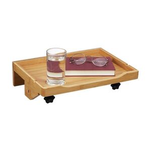 Relaxdays POLIČKA Přírodní bambus k posteli se svorkami 36x25, 5 cm obraz