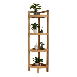 Relaxdays REGÁL Přírodní rohový bambus 4 police 105, 5x23x23 cm obraz