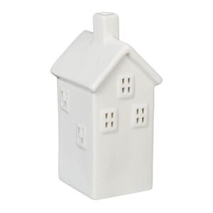 Relaxdays SVÍCEN Bílý porcelán domeček 14 cm obraz
