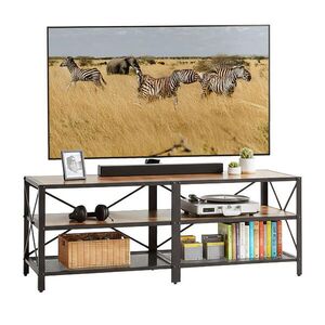 Relaxdays SKŘÍŇKA hnědá černá TV 4 přihrádky 140 cm obraz