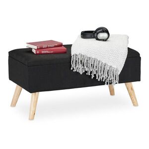 Relaxdays LAVICE Černá čalouněná s úložným prostorem 79, 5 cm obraz