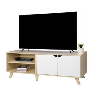 Relaxdays SKŘÍŇKA TV bílá dřevodekor 6 přihrádek 140 cm obraz