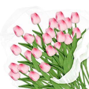 Relaxdays TULIPÁNY Růžové 24ks-set obraz