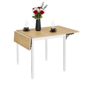 Relaxdays STŮL Bílý dřevodekor jídelní skládací pro 2 až 4 osoby 120 cm obraz
