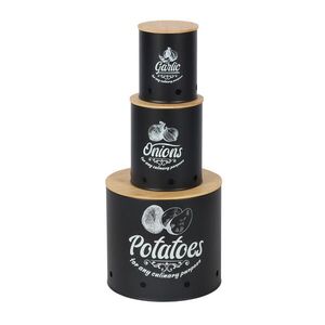 Relaxdays DÓZA Černá 3dílná-sada bambusové víko obraz