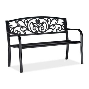 Relaxdays LAVICE Černá kovová ornamenty 2-místná 127 cm obraz