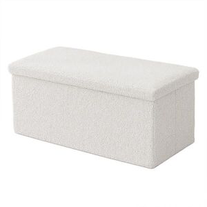Relaxdays LAVICE Bílá teddy látka úložný prostor 76x38x38 cm obraz