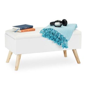 Relaxdays LAVICE Bílá čalouněná s úložným prostorem 79, 5 cm obraz