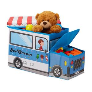 Relaxdays DĚTSKÝ úložný box - auto obraz