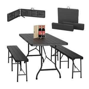 Relaxdays PIVNÍSOUPRAVA Černá 3-dílná skládací 180 cm obraz