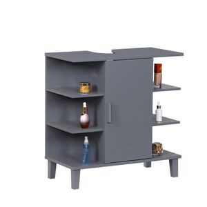 Relaxdays SKŘÍŇKA POD UMYVADLO Šedá MDF 6 polic 65 cm obraz