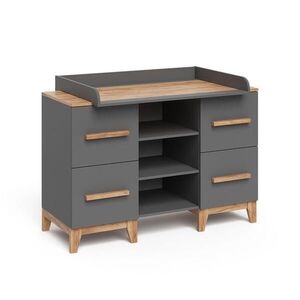 VitaliSpa PŘEBALOVACÍ PULT Malia Grey/Artisan 133 x 98 cm XL se 4 zásuvkami obraz