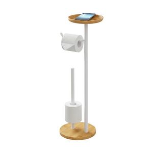 Relaxdays STOJAN Bílý s poličkou bambus kov 65 cm obraz