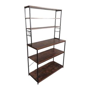 Relaxdays REGÁL hnědý vintage s pracovní deskou 6 polic obraz