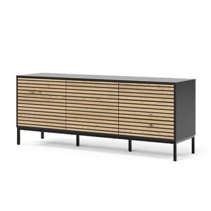 Vicco NÍZKÁ DESKA Eliza Zlatý dub power/antracit 150 x 60 cm se 3 zásuvkami obraz
